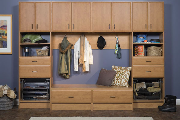 Mudroom storage for family coats and shoes